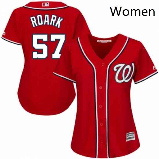 Womens Majestic Washington Nationals 57 Tanner Roark Replica Red Alternate 1 Cool Base MLB Jersey